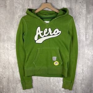 Y2K Womens Aeropostale V-Neck Green Hoodie M